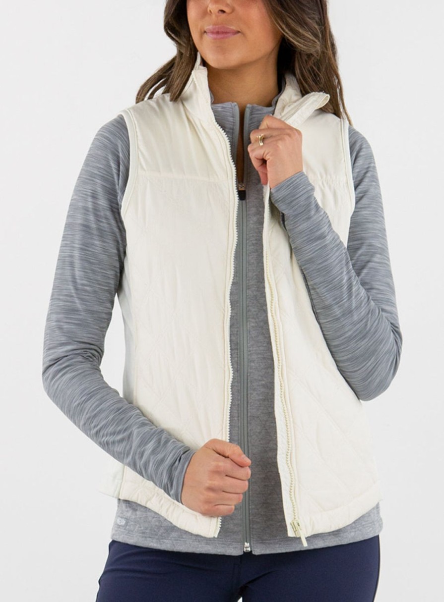 Women Straight Down Vests | Trinity Vest Ivory