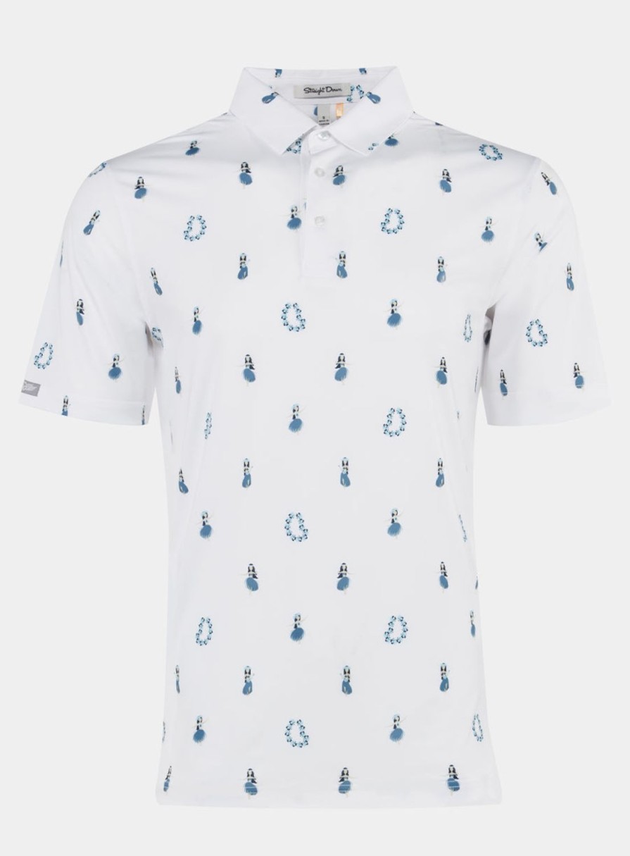 Men Straight Down Polos | Luau Polo White