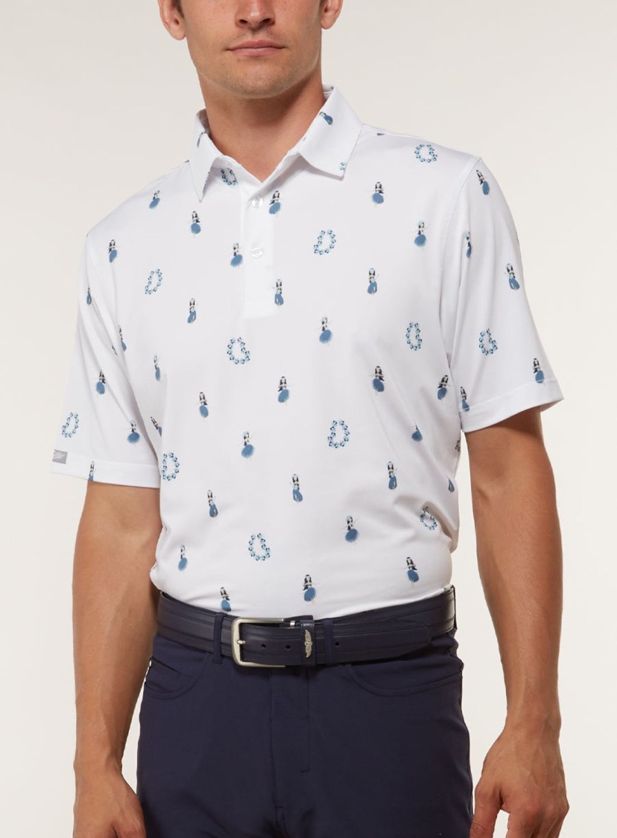 Men Straight Down Polos | Luau Polo White
