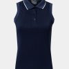 Women Straight Down Polos | Wells Sleeveless Polo New Indigo