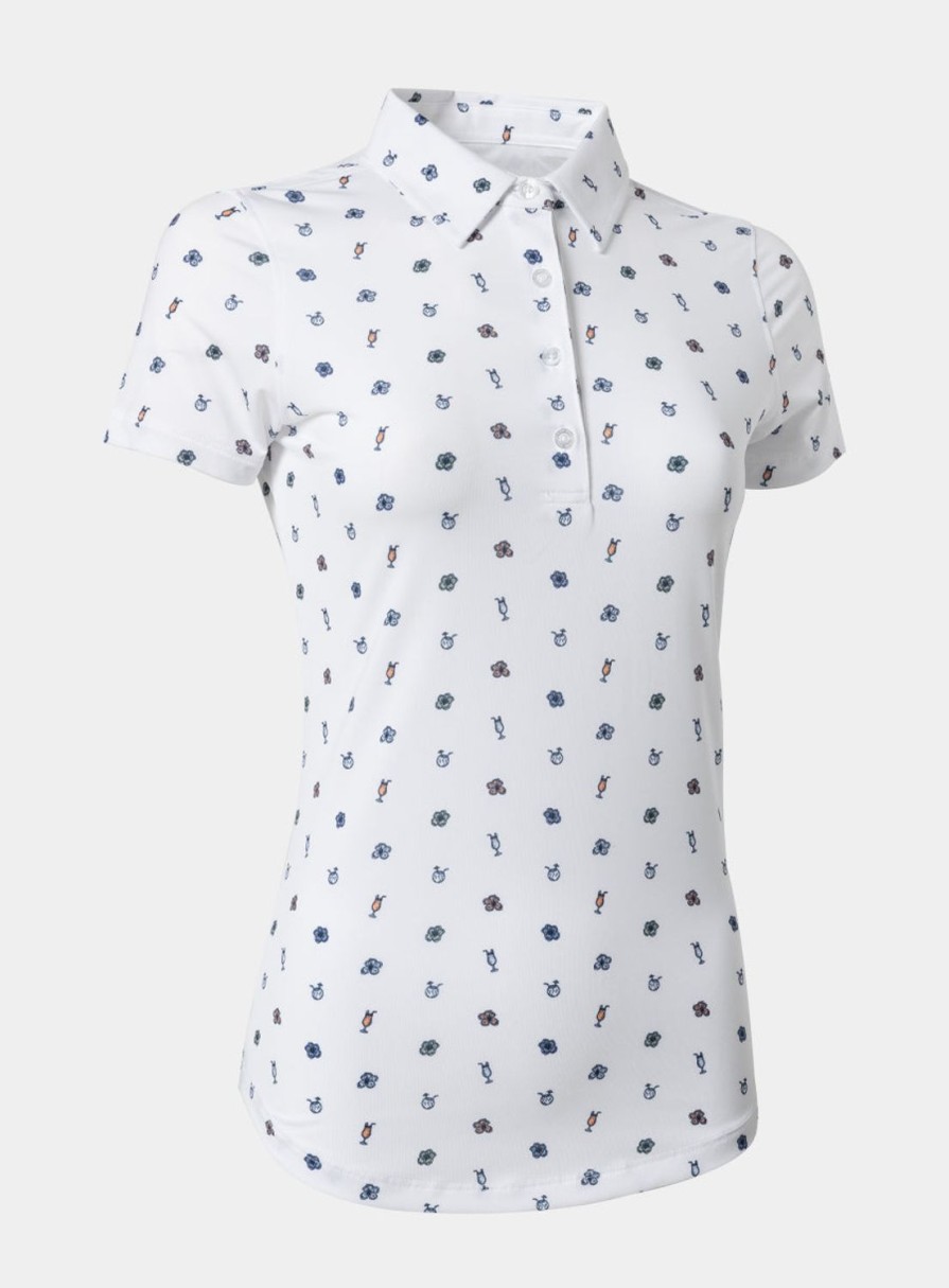 Women Straight Down Polos | 5 O'Clock Somewhere Polo White