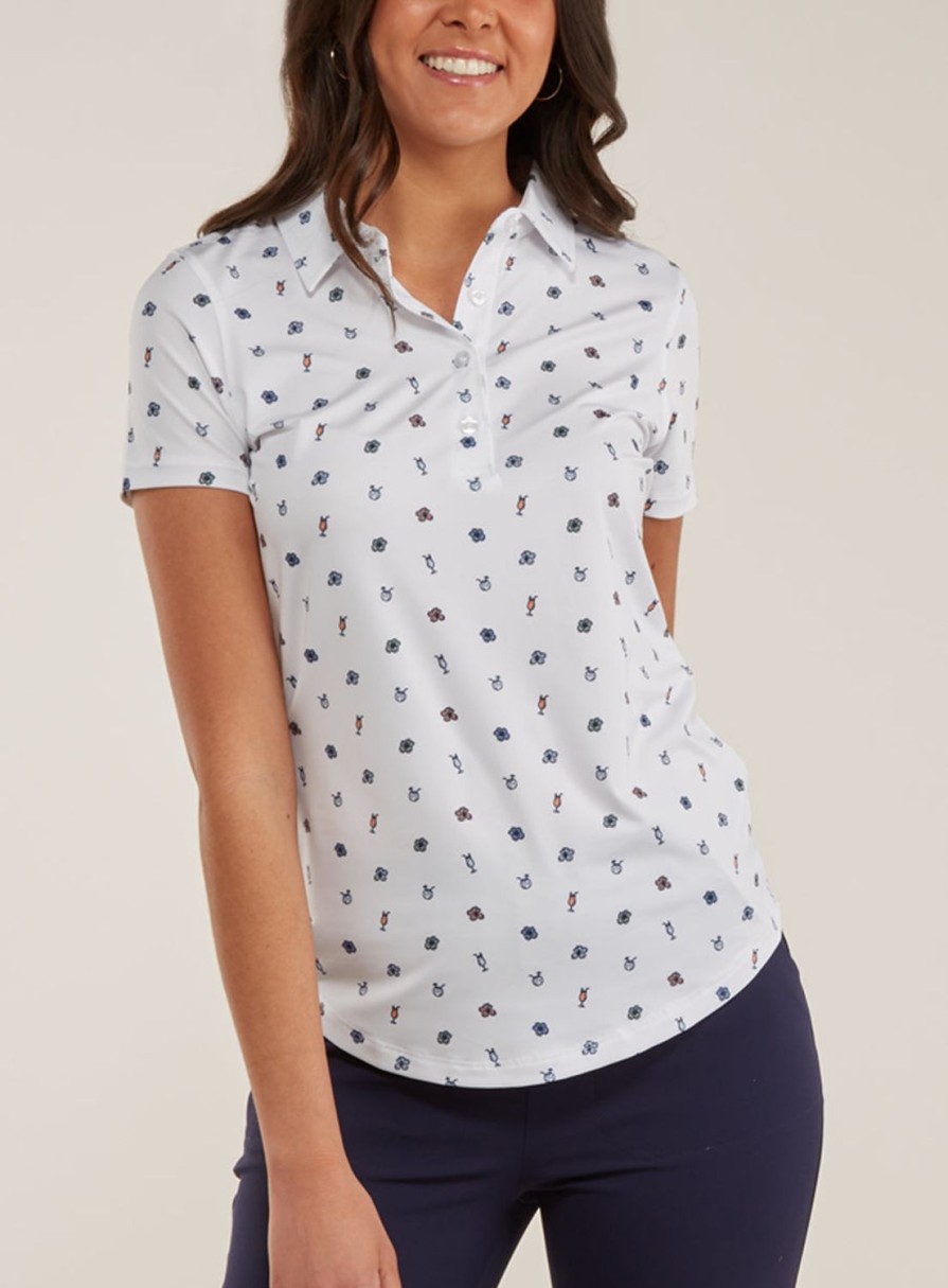 Women Straight Down Polos | 5 O'Clock Somewhere Polo White