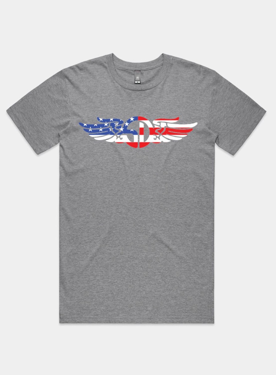 Men Straight Down T-Shirts | Usa Wings Tee Heather