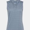 Women Straight Down Polos | Teeo Sleeveless Polo New Indigo