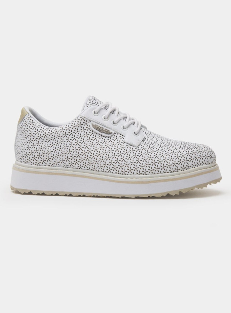 Footwear Straight Down Hybrid Footwear | Bella Perforated Derby Shoe White