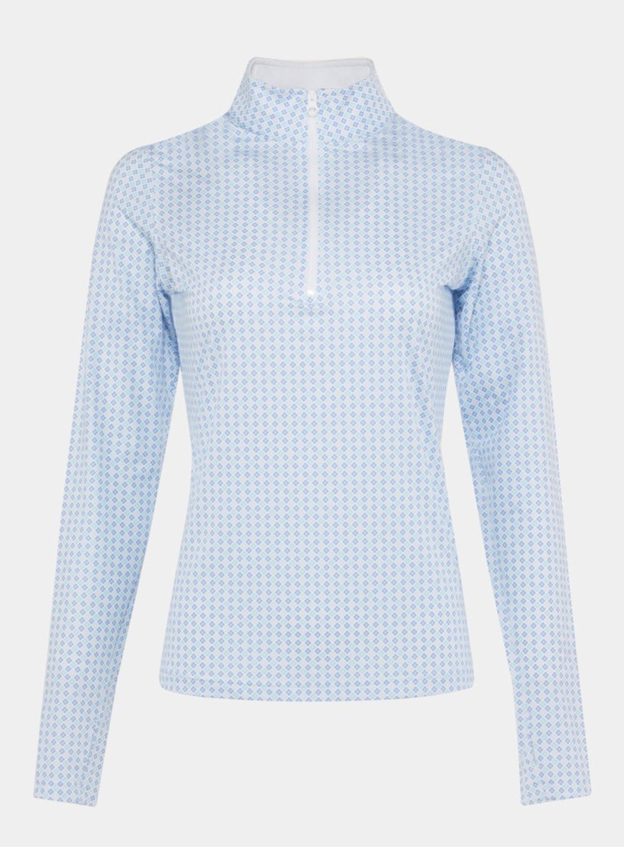 Women Straight Down Quarter Zips | April Quarter Zip Bluebell