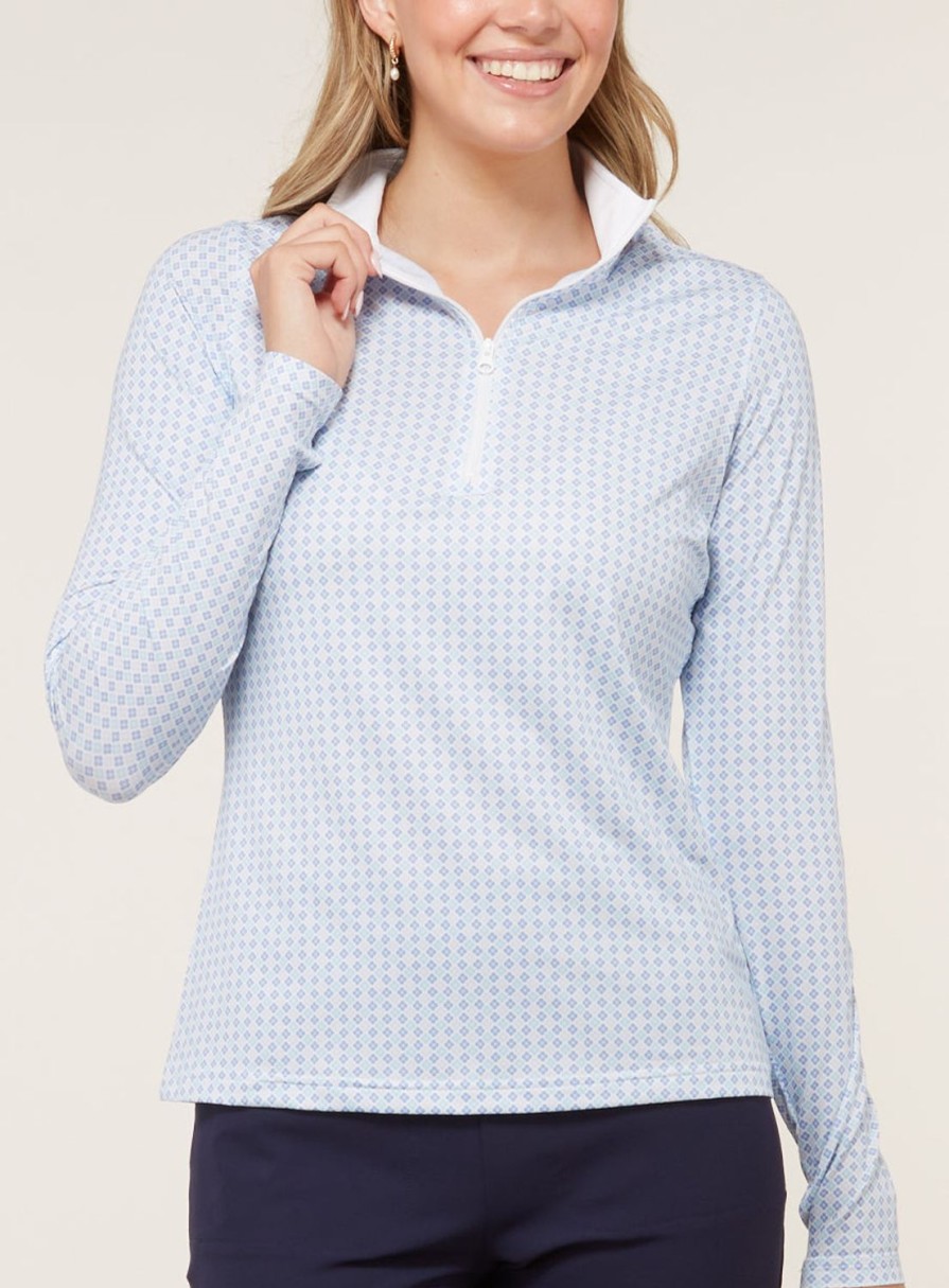Women Straight Down Quarter Zips | April Quarter Zip Bluebell
