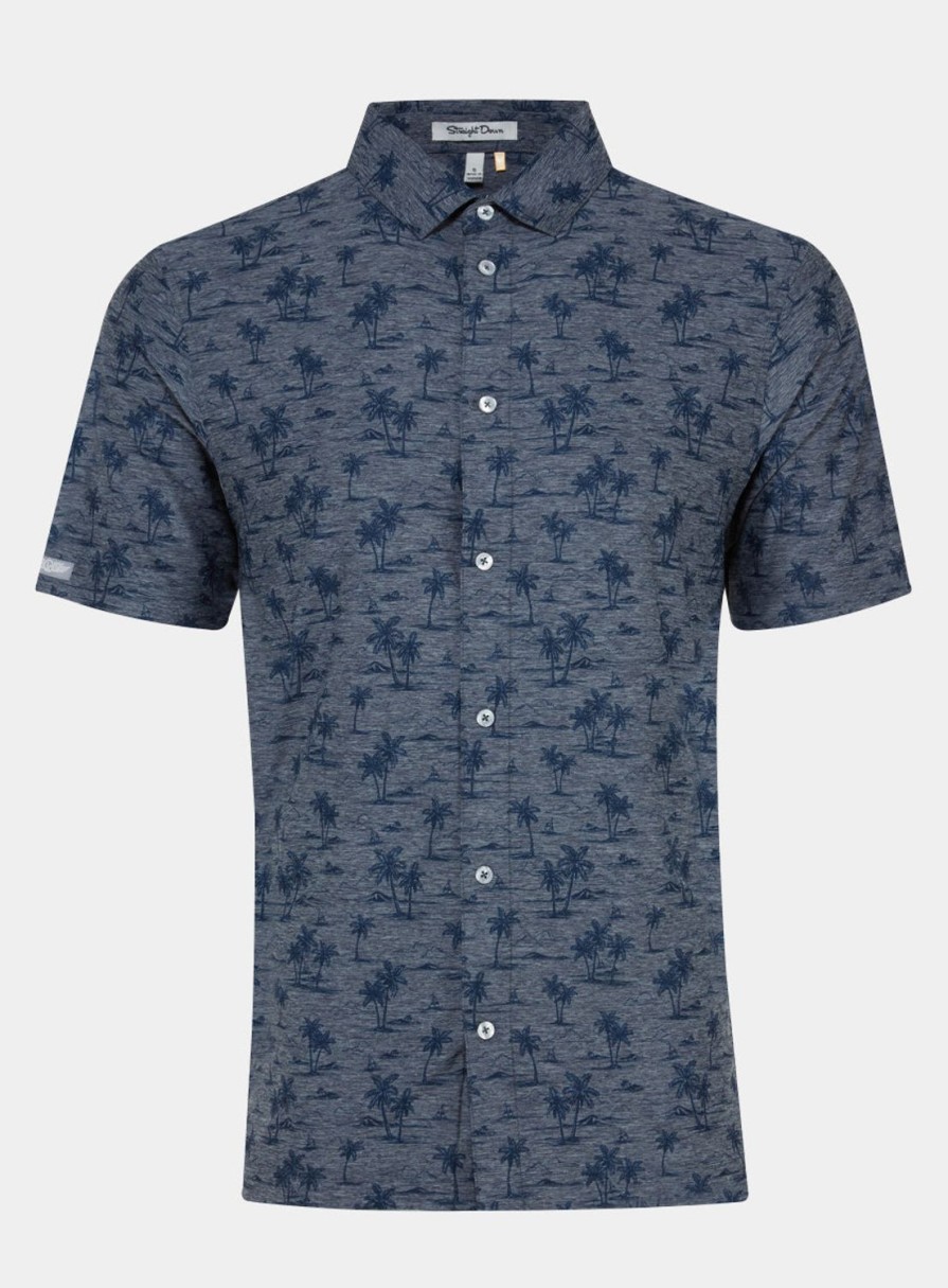 Men Straight Down Polos | Channel Islands Full Button Shirt New Indigo