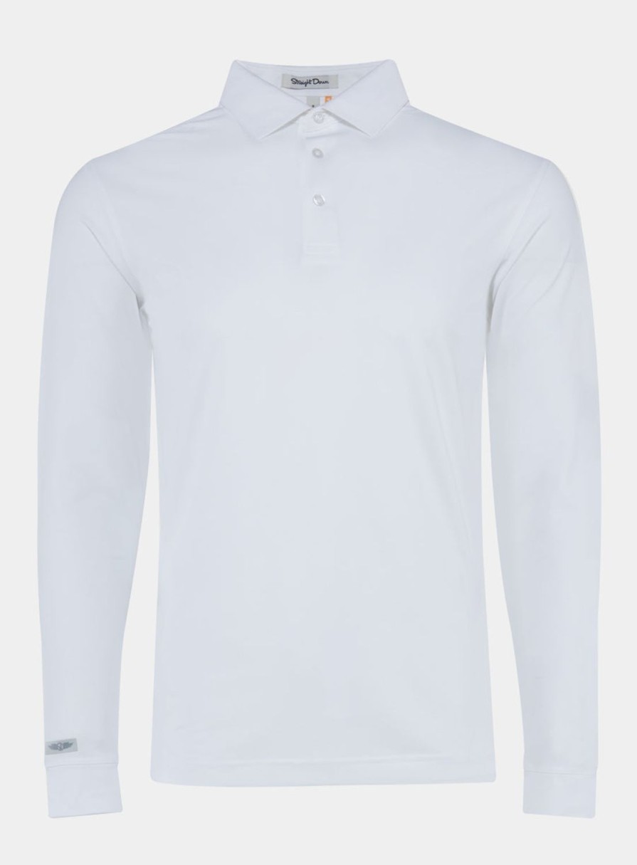 Men Straight Down Polos | Stearns Long Sleeve Polo White