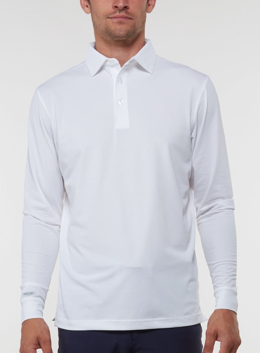 Men Straight Down Polos | Stearns Long Sleeve Polo White