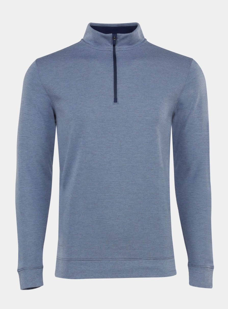 Men Straight Down Quarter Zips | Lancaster Quarter Zip New Indigo