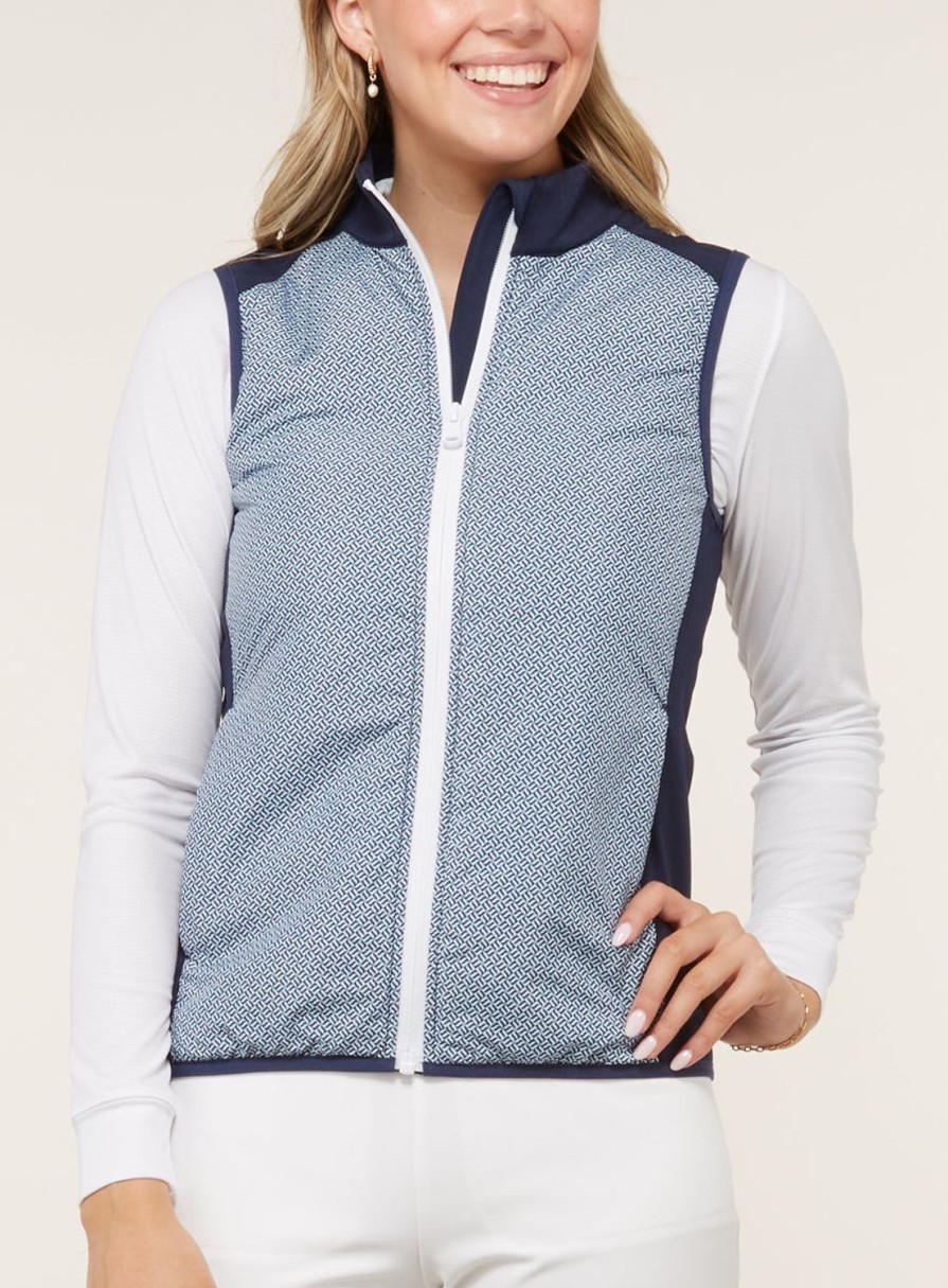 Women Straight Down Vests | Eris Hybrid Vest New Indigo
