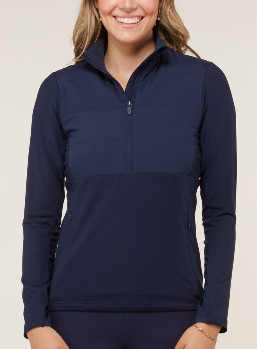 Women Straight Down Quarter Zips | Althea Half Zip New Indigo